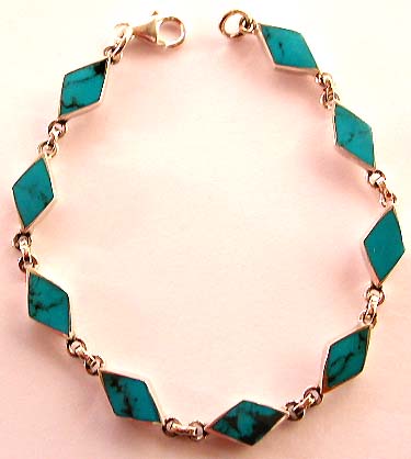 Turquoise jewelry - diamond shape turquoise links silver 