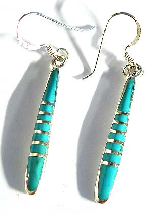 New age gift item - blue turquoise sterling sliver earring