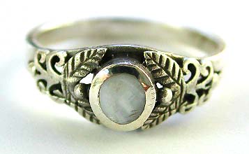 jewelry wholesale - supply mother of pearl leaf carved out sterling silver ring