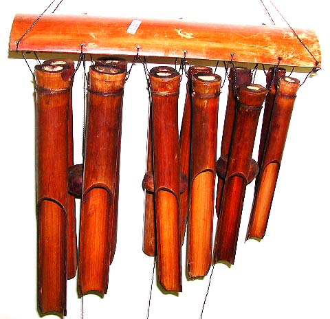 Door bell chime - dark brown 12 pipes bamboo wind chime.