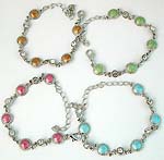 Enamel assorted color round cut beads forming fashion chain bracelet