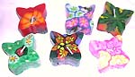 Assorted color butterfly style fimo candle set, 6 pieces in a box