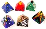 Assorted color pyramid style fimo candle set, 6 pieces in a box
