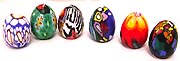 Assorted color and design pattern Easter egg style fimo candle set, 6 pieces in a box