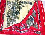 Red white color scene grey flower pattern large square polyester scarf