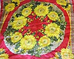Yellow sun flower in red circle park design large square polyester scarf