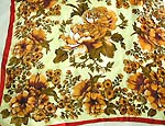 Vert green background with brown floral design pattern large square polyester scarf