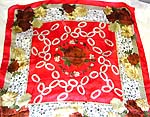 Flowery pattern desing with Celtic knotwork center holding red rose motif fashion large square polyester scarf