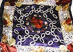 Flowery pattern desing with Celtic knotwork at color blue center holding red rose motif fashion large square polyester scarf