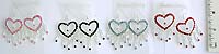 heart pattern fish hook fashion earring with assorted color rhinestone embedded 