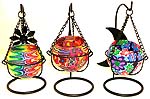 Assorted color and design suspending fimo iron candle holder 