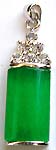 Cylinder shape pattern imitation jade forming fashion pendant with clear cz stone on top 