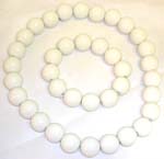 Smooth finishing multi pure white rounded plastic beads forming stretchy fashion necklace and bracelet set