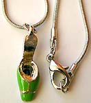 Rounded snake chain fashion necklace with green painting slipper pendant