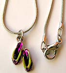Rounded snake chain fashion necklace with purple color slipper motif pendant
