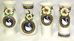 Hand painting swan design assorted apttern fashion ceramic vase set, set of 4 pieces