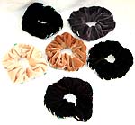 Assorted color velvet fabric srunchies, handmade from Bali, Indonesia