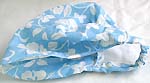 Sky blue with white flower pattern design cotton head bandana head scarf with stretchable end