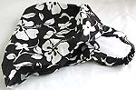 Natural black with white flower pattern design cotton head bandana head scarf with stretchable end