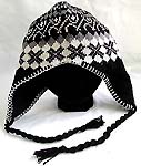 Black with white color pattern design fashion wolf hat with tie