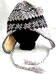 White with black color pattern design fashion wolf hat with tie