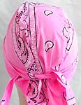 Light pink with black pattern design cotton skullcap with tie