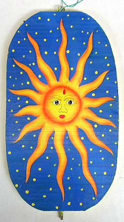 Online collectible art supply - yellow sun moon snowflake design blue fashion wind dancer