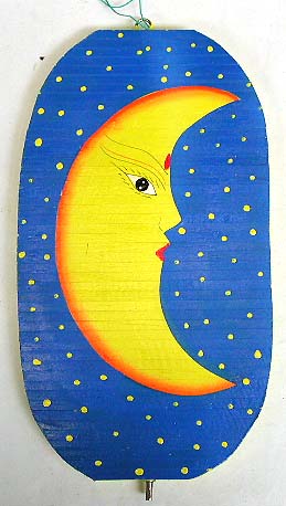 Online collectible art supply - yellow sun moon snowflake design blue fashion wind dancer