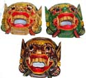 Assorted color dragon head with mouth open design wooden mask