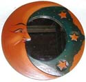 Orange moon and star on black sky pattern design fashion mirror
