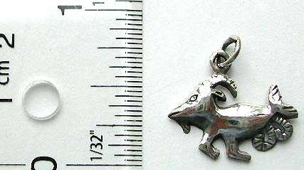 Mystic animal goat head fish design sterling silver pendant