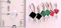 Clip-on to fit sterling silver earring with square shape assorted color seashell embedded