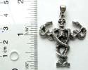 Cut-out snake on skeleton design sterling silver pendant