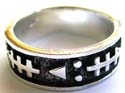 Black sterling silver rign with carved-out ancient mystic sign pattern design in middle