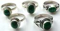 Sterling silver ring with assorted design genuine green stone inlay 