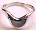 White seashell embedded collar pattern design sterling silver pinky / kids ring