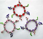 Assorted color beads strecthy charm bracelet with high-heel pattern 