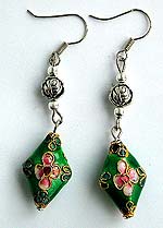 ancient Chinese style fashion jewelry Hand painted enamel olive shape pattern fashion earring 