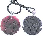 Cotton black cord fashion necklace with assorted design hand carved agate stone pendant