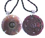 Cotton black cord fashion necklace with assorted design hand carved agate stone pendant