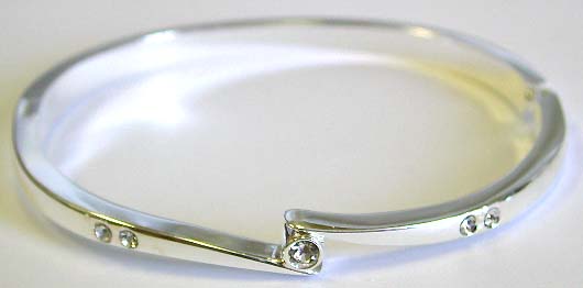 Fashion bangle bracelet with a mini rounded CZ stone embedded in middle 