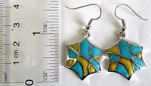 Fashion fish hook earring in assorted enamel color Celtic flower design