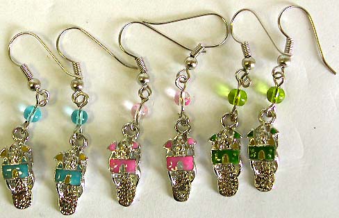 Assorted enamel color house slipper pattern design fish hook fashion earring with beads