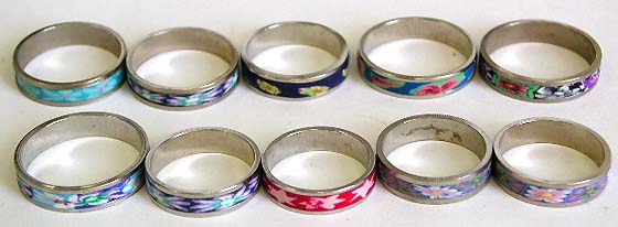 Hand sculpted acrylic jewelry made of FIMO - fimo polymer clay ring silver band