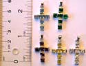 5 square shape mini color cz stone embedded fashion cross pendant, assorted color randomly pick