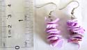Fashion fish hook earring with multi light purple color seashell chips