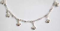 Swan pattern sterling silver anklet with a mini bell attached at the end