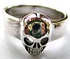 Sterling silver ring with empty eye hole skull motif at center