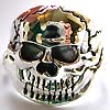 Skull showing teeth pattern sterling silver ring, mouth can open