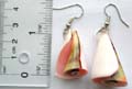 Fashion earring with curved-in cylinder shape seashell hanging and fish hook back for conveneince closure